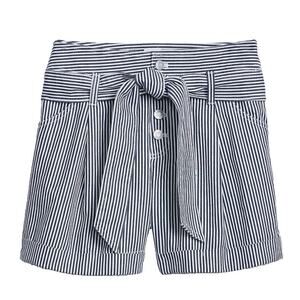 Gap Shorts Denim Women’s Size 4 P High Waisted Self Tie Blue Stripe 100% Cotton